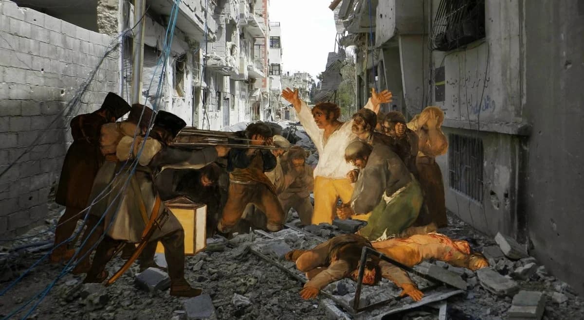 Artwork depicting a street scene